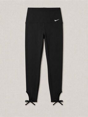 Nike Black Ribbed Tights with Ankle Bow